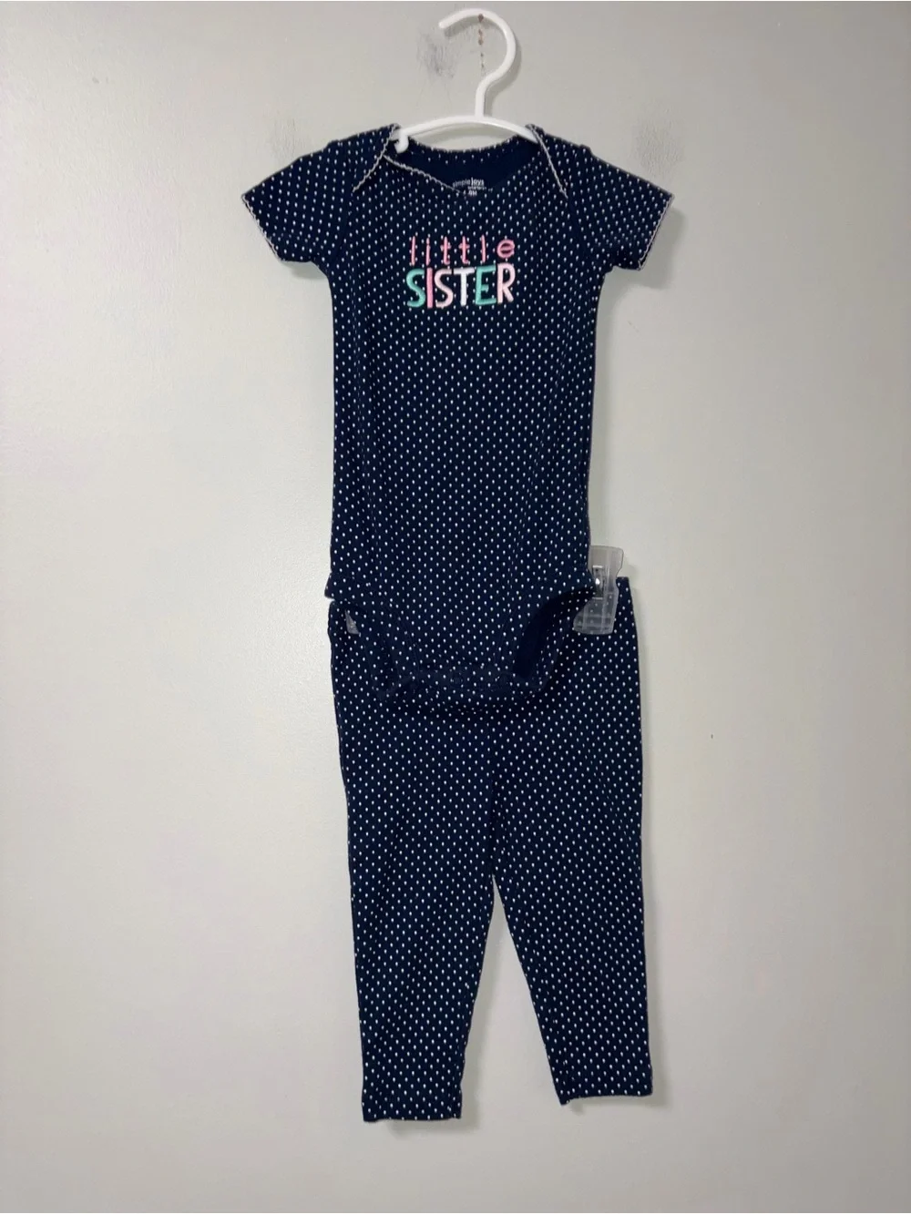 Simple Joys by Carters Navy White Polka Dot Little Sister Pants Set 6-9M
